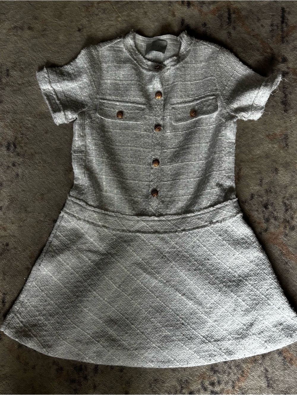Hausen White Short Sleeve Textured Dress - S